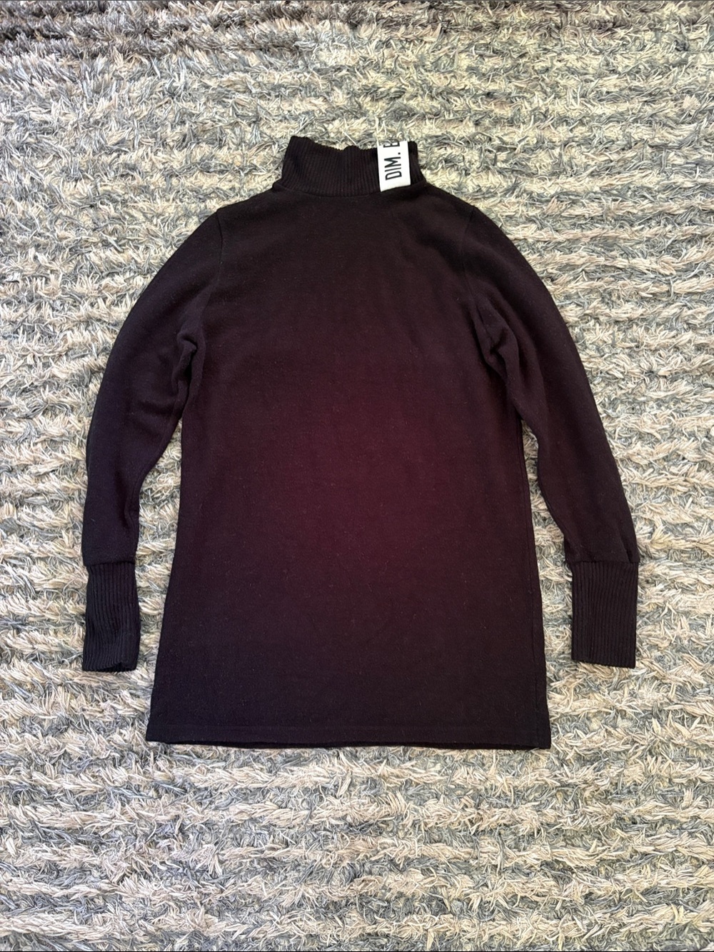 DIM. E CRES. Black Turtleneck Sweater with Logo Collar Band S